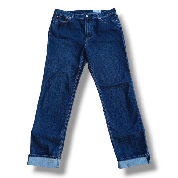 Gap 90s Straight High Rise Jeans-Size 16 Tall-Dark Indigo-Stretch-Classic-Casual - Picture 1 of 8